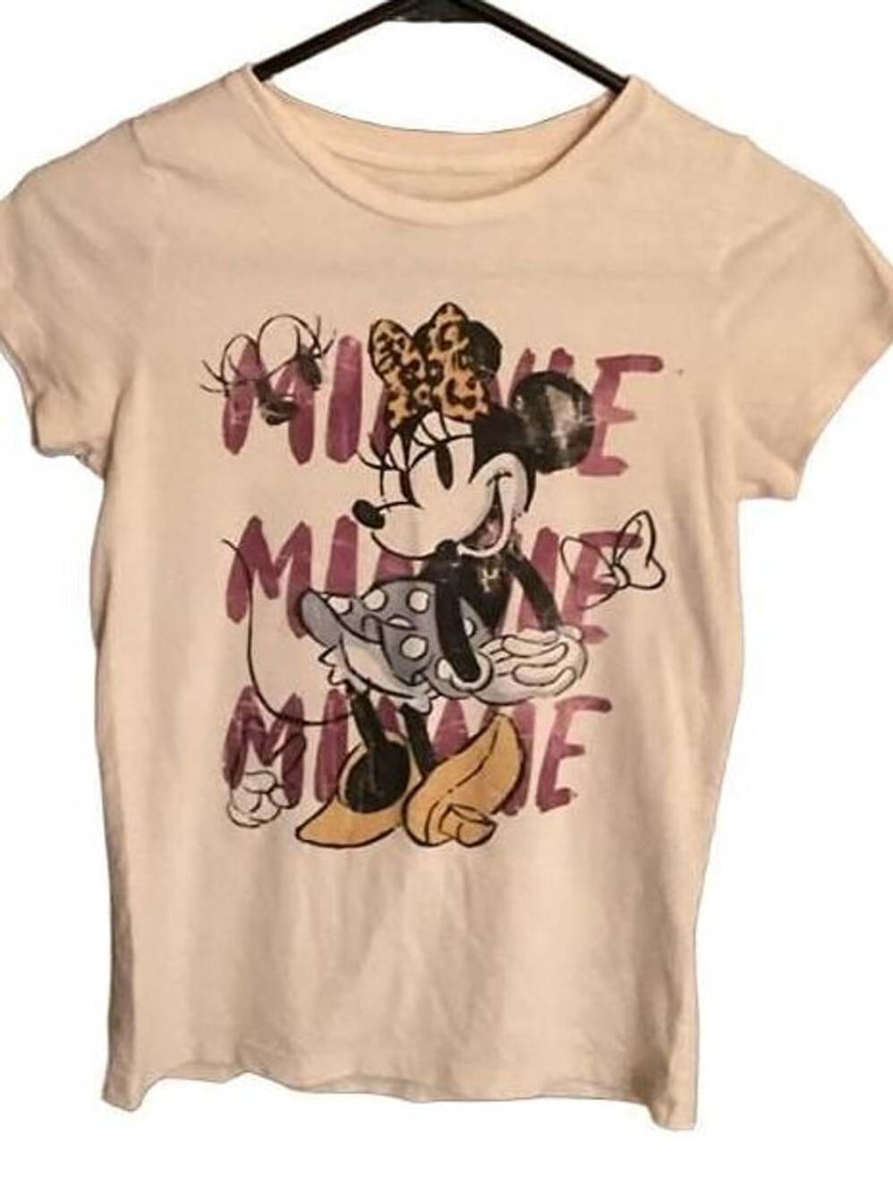 Girls' Disney Minnie Mouse Fitted Short Sleeve Graphic T-Shirt - Birch - X-Large